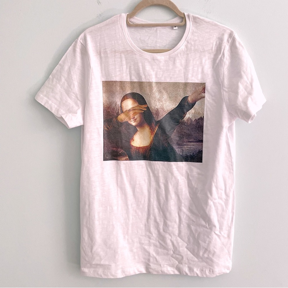 Mona Lisa Dabbing White Graphic T-Shirt Bought in Italy Never Worn